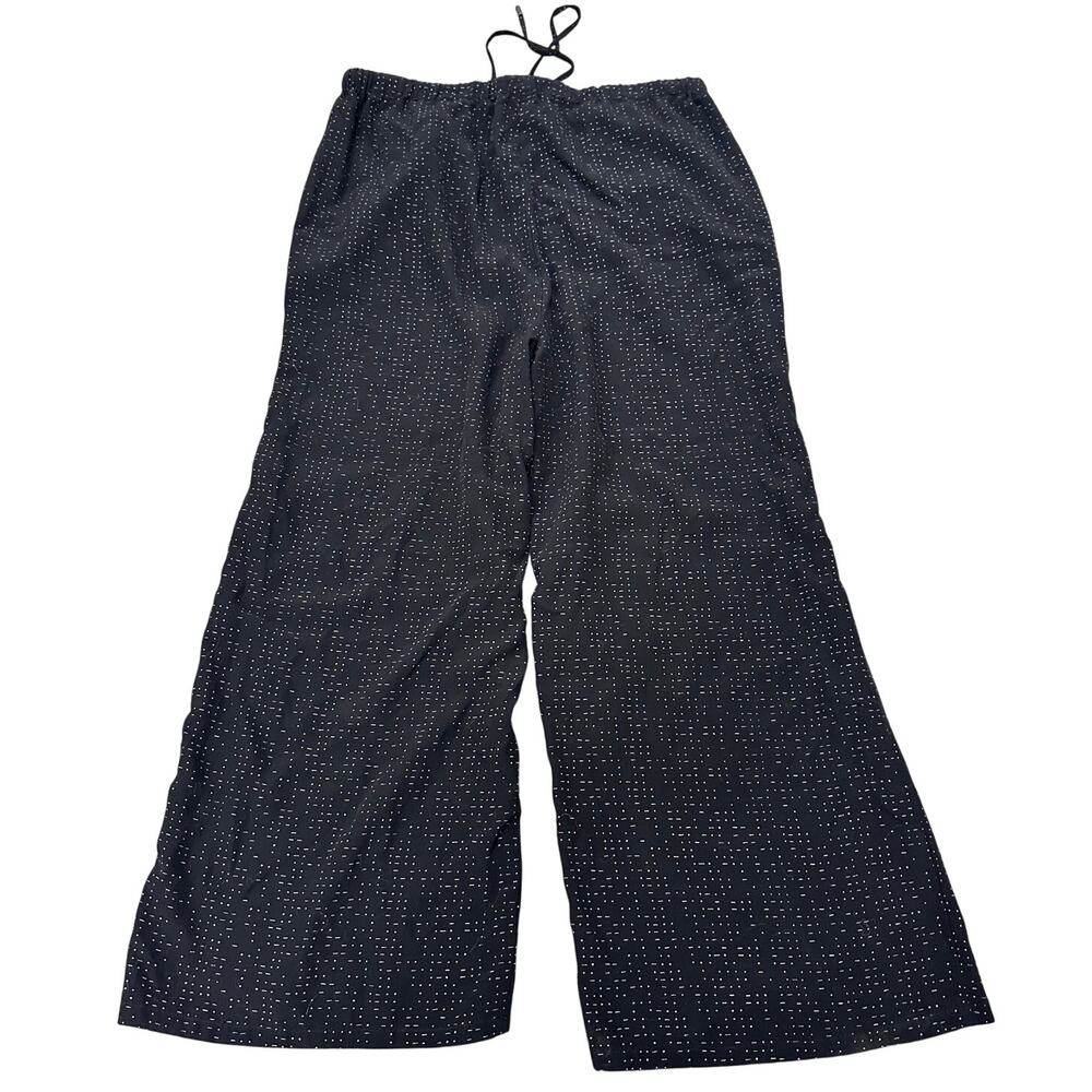 Eileen Fisher Wide Leg Pants With Drawstring & Pockets Black Morse Code Print, S - Picture 10 of 10